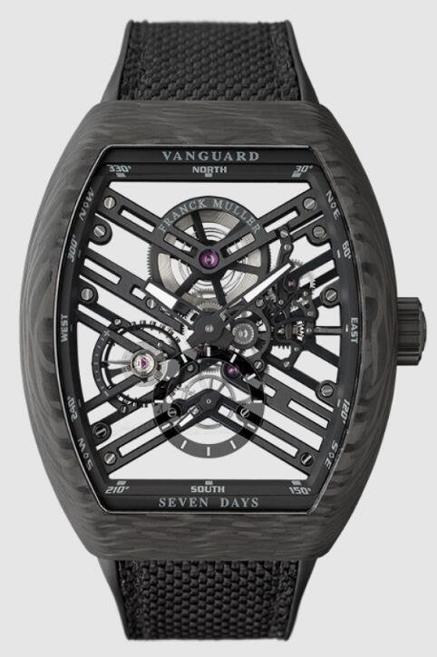 Review Franck Muller VANGUARD 7 DAYS POWER RESERVE SKELETON Replica Watch V45S6SQT CARBONNR